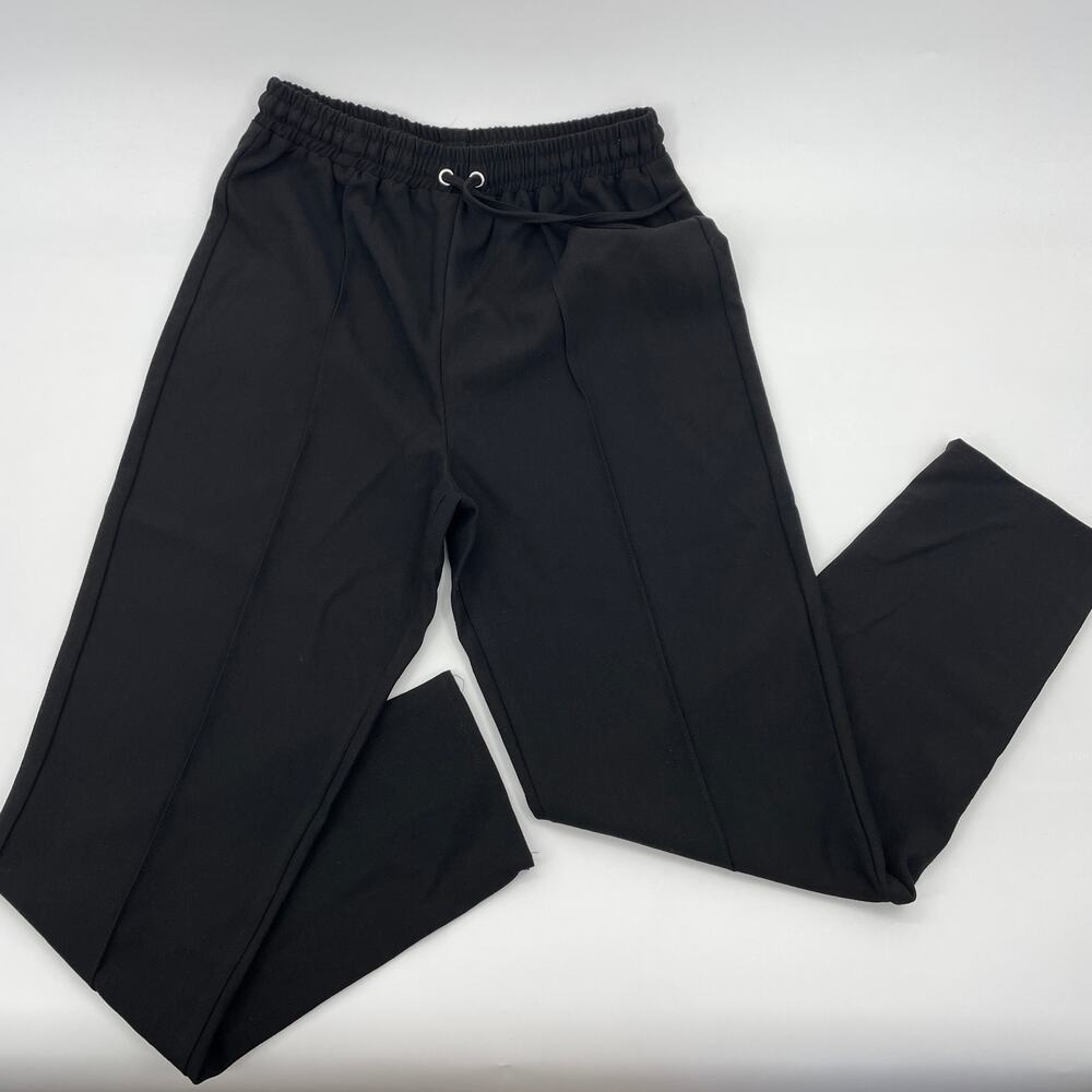 MISSGUIDED Black Pants Size 6 Tapered Casual Jersey Knit Pull On Ankle Length